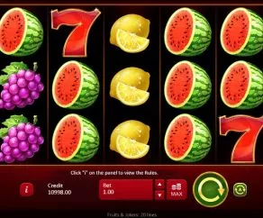 Hrací Automat Fruits and Jokers Online Zdarma